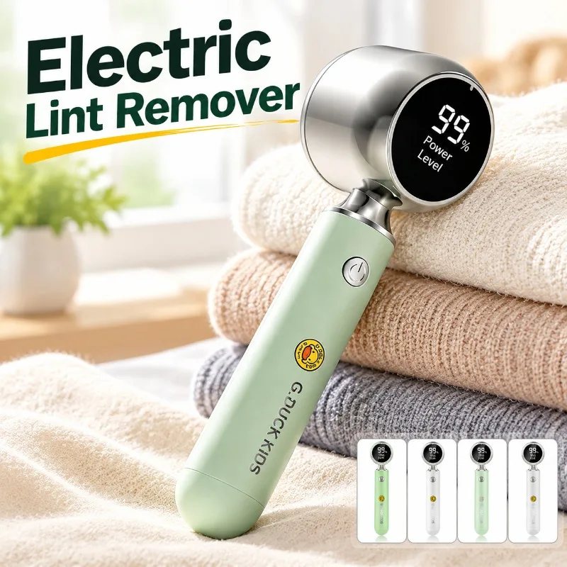 Handy Rechargeable Fabric Shaving Gadget with Digital Screen Remove Lint Pellets for Household Portable Garment Equipment