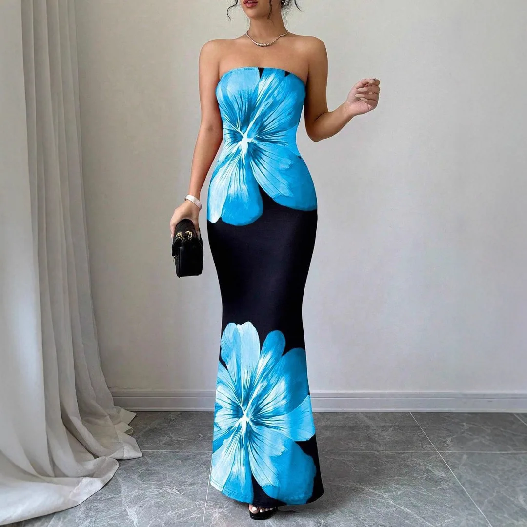 Lady Cloth Summary New Fashion Elegant Erotogenic Strapless. Smart Fit Long Vacation Clothes Summer Long Dress Boho Lace Outfits