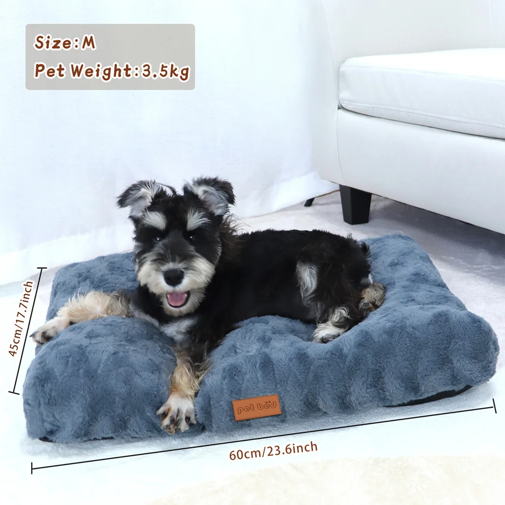 Dog Bed Pet Bed For Dog Mat Washable Faux Fur Pet Crate Bed For Dog Anti-Slip Pet Mat Bed For Cat Fluffy Comfy Pet Sleeping Mat