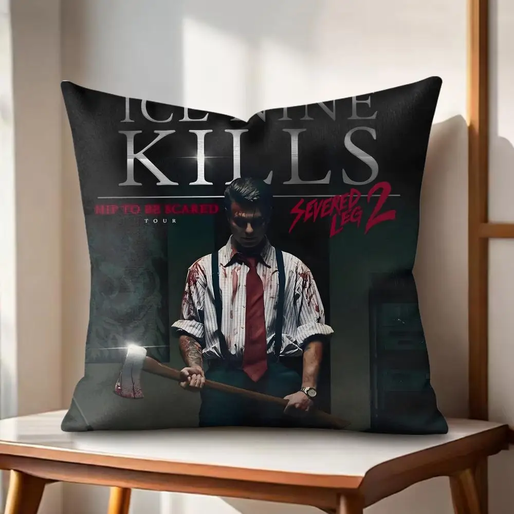 Ice N-Nine Kills Band Cushion Cover Eco Linen Pillow Case Double-Sided Print Breathable Durable Zipper Home Decor Gift