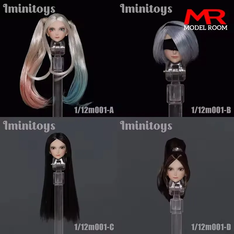 Iminitoys M001 M019 Scala 1/12 Loli Ragazza Capelli Lunghi Testa Sculpt Modello di Intaglio Misura 6 pollici Femmina Saldatura Pale Action Figure Corpo