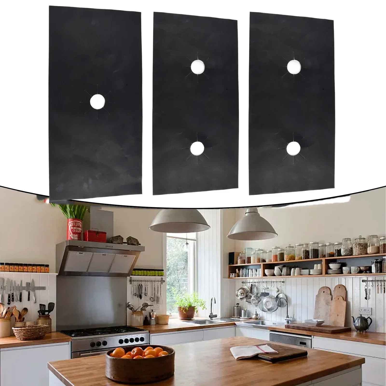 Kitchen Supplies ​Gas Stove Pads 0.2mm Set 54x27cm Berglass Black Easy To Clean Fiberglass Material Kitchen Brand New