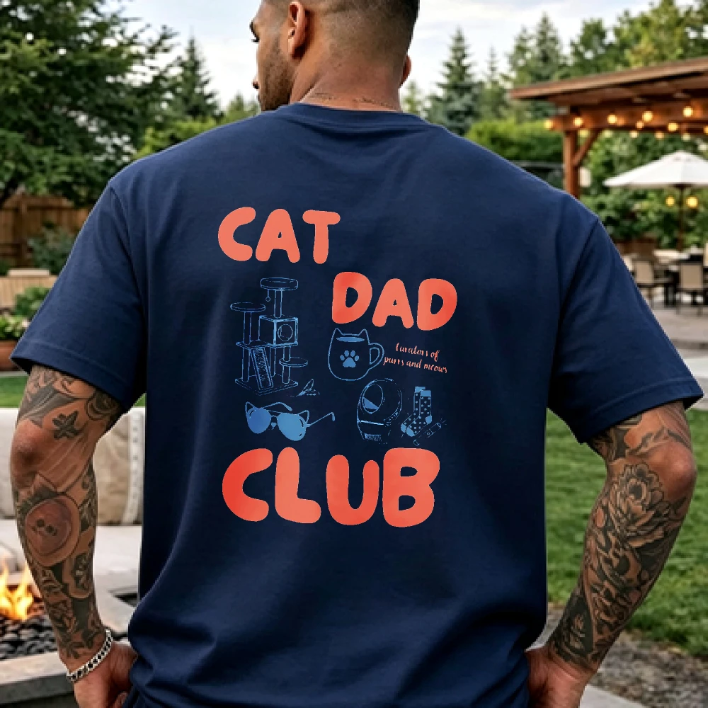 Cat Dad Club Cotton Tops, Ropa Hombre Camisetas Unisex Funny Cat Lover Pet Casual Street Tee Oversized T Shirt Harajuku T-shirt