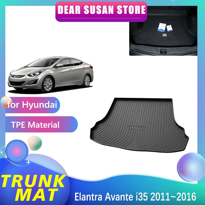 

Rear Trunk Mat for Hyundai Elantra Avante Active i35 MD UD 2011~2016 Tray Luggage Waterproof Foot Pad Liner Custom Accessories