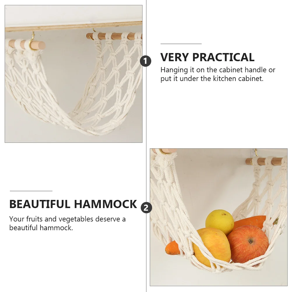 

Fruit Vegetable Macrame Hammock Handwoven Hanging Kitchen Storage Fresh Air Circulation Fruit Storage Hammock Decoration