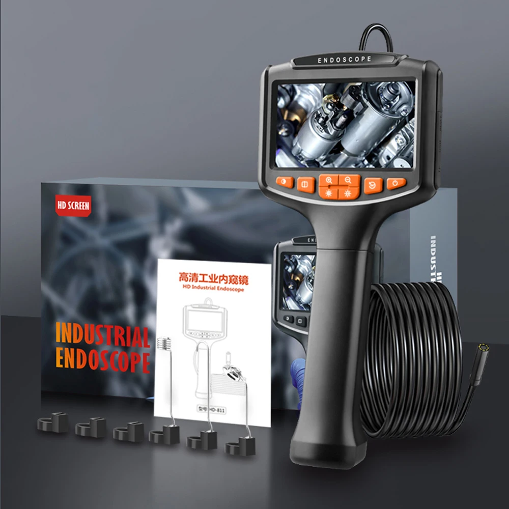 

Промышленные эндоскопы 1080P с 4,3-дюймовым IPS-экраном, бороскопическая камера для осмотра с 8 регулируемыми светодиодами, водонепроницаемая IP67