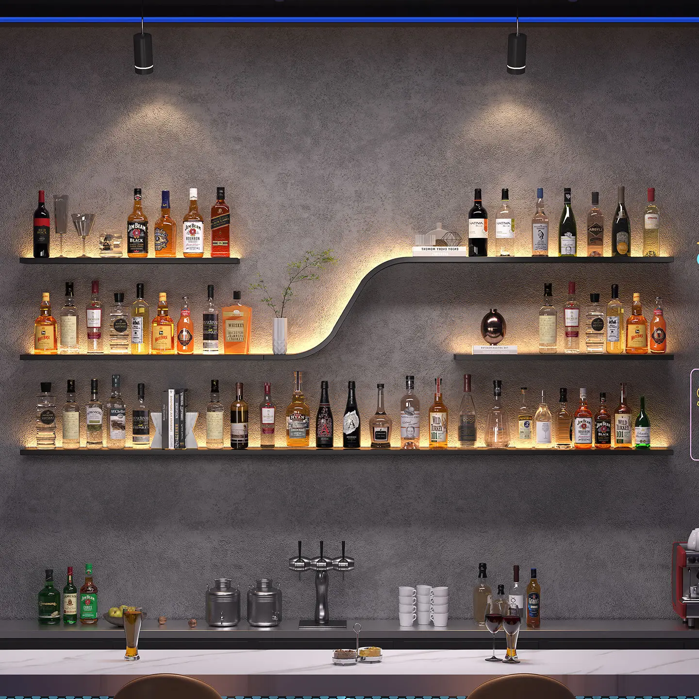 

Bar wall bar wine rack wall hanging wall hanging display stand creative restaurant wrought iron