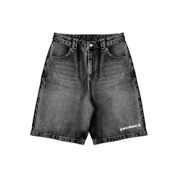 2024 Summer Denim Shorts American Retro Y2K Street Jeans Men's Goth Punk Shorts Casual Goth Harajuku Street Wear ins hot