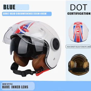 Vintage Motorcycle helmet Dot certified for men and women, open face, 3/4 retro helmet, cruise helmet 8 Main Sales Vintage Helmet - №4