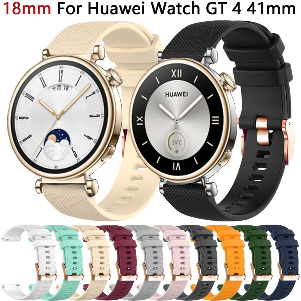 Correa de silicona para reloj inteligente, pulsera de repuesto de 18mm para Huawei Watch GT 4 GT4, 41mm, para hombre y mujer