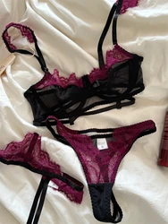 Sexy Leopard Print Thin Lace Underwear Sexy Three Piece Satin Bra Set New Adjustable Collecting Vice Breasts Lingerie