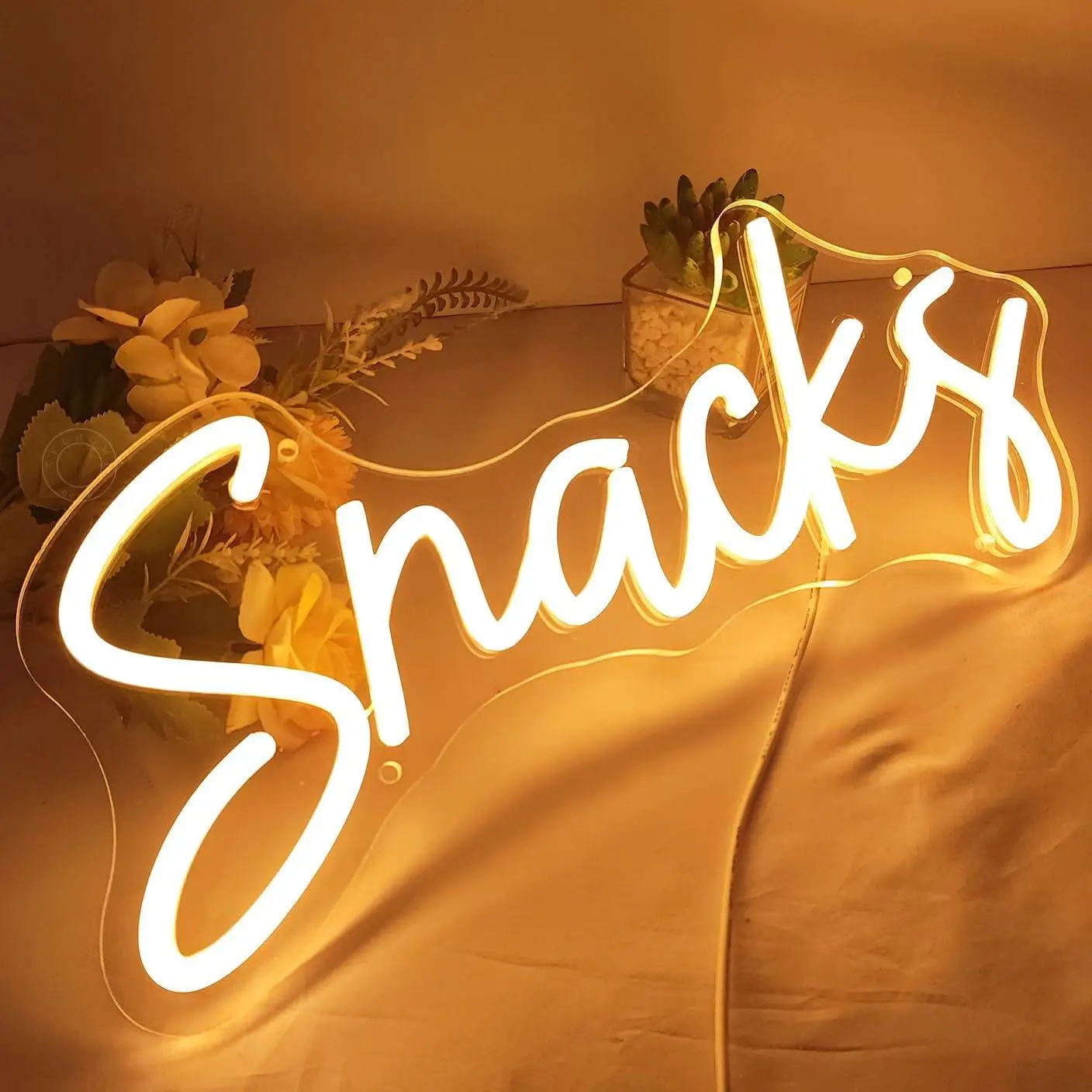 Snacks Neon Sign USB Powered LED Dimmable Neon Lights for Coffee Cake Candy Bar Shop Stall Home Bedroom Wall Sign Decor Gifts