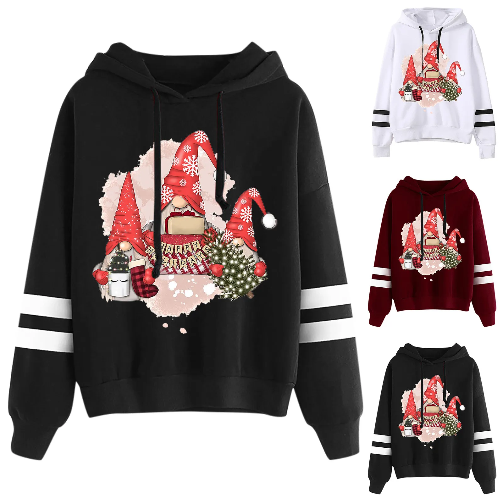 Women's Hoodies Christmas Printed Sports Autumn Winter Long Sleeve Hooded Sweatshirt Top Soft Short Hoodie Harajuku Blouse