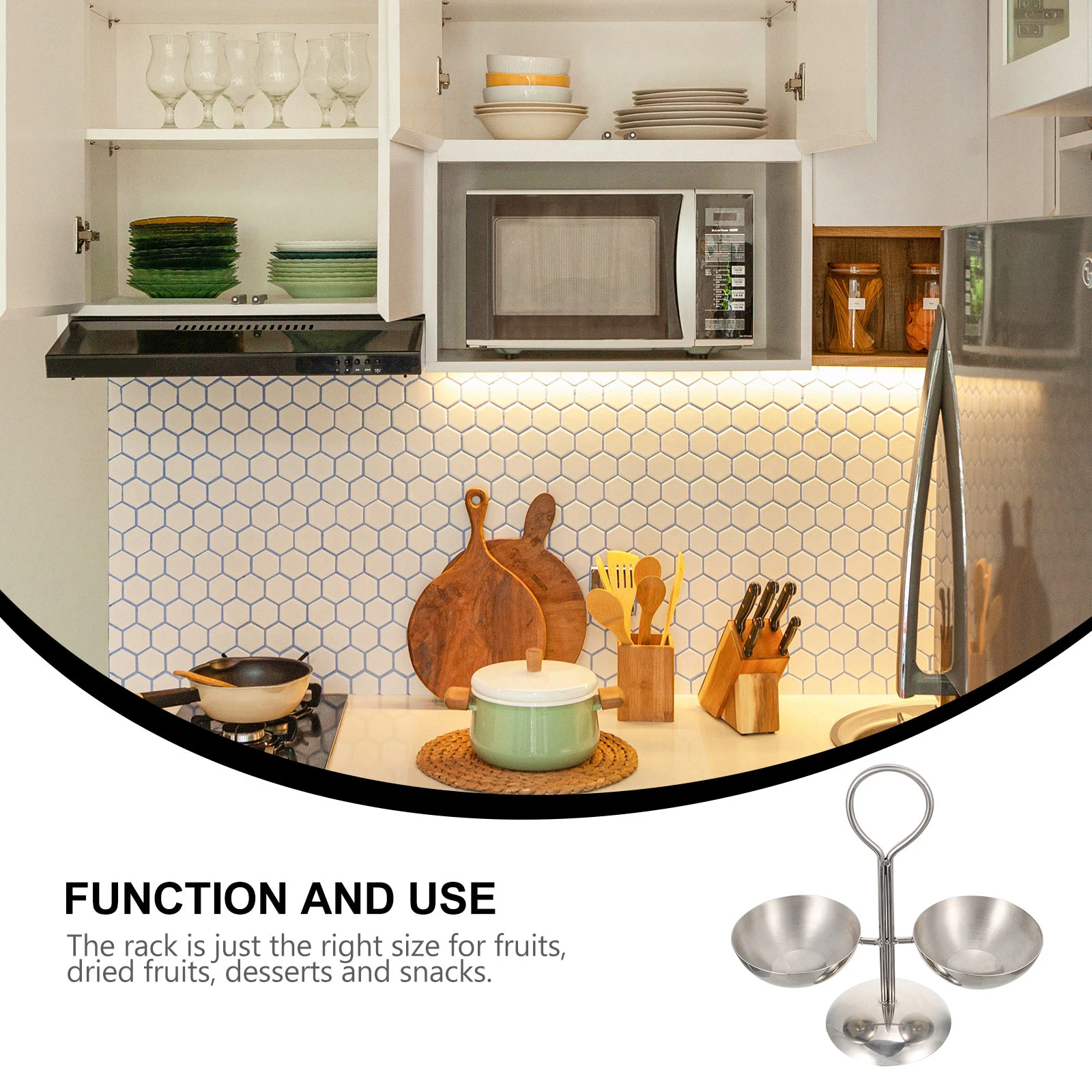 

Fruit Tray Snack Plate Rack Snacks Shelf Divided Stainless Steel Dish Racks for Kitchen Counter Desktop Food