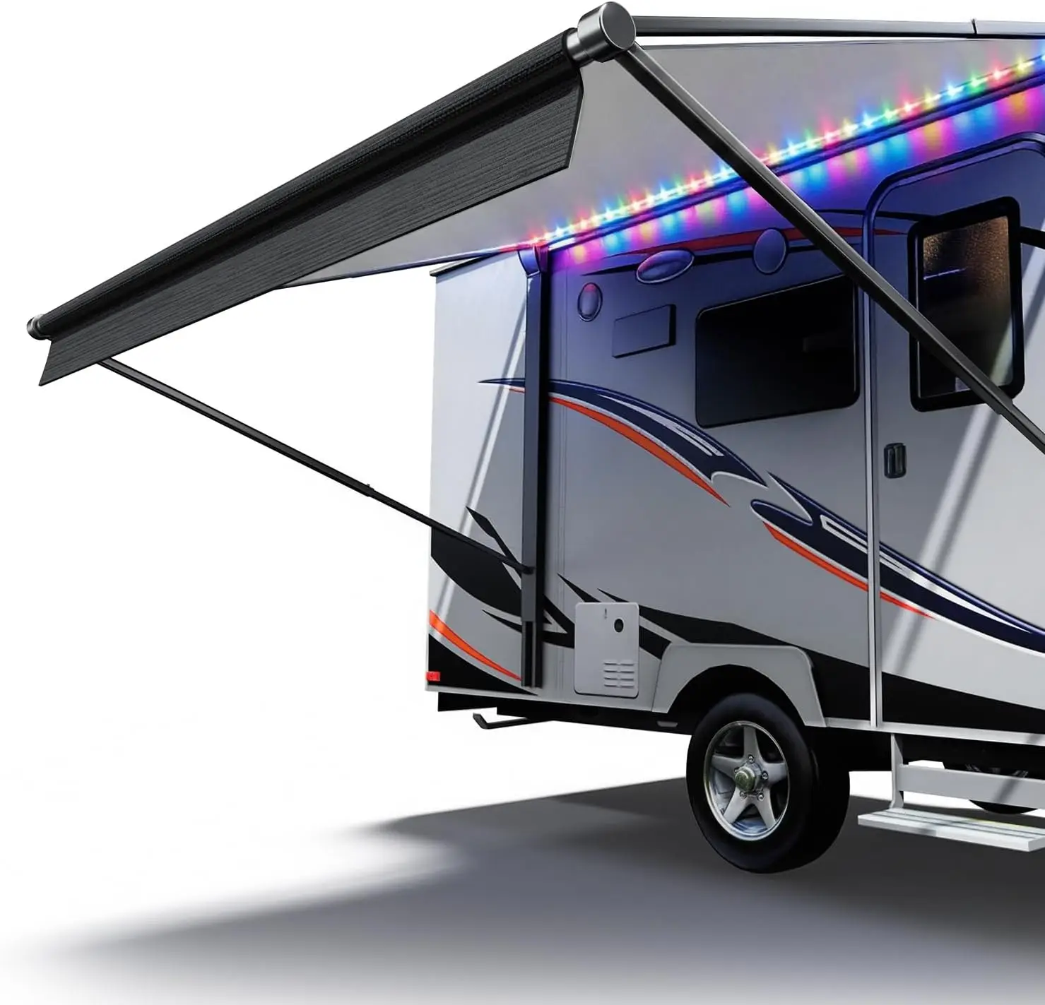 19.5oz Heavy Duty RV Awning Fabric Replacement, 18' Fits Most Brands, Black Fade