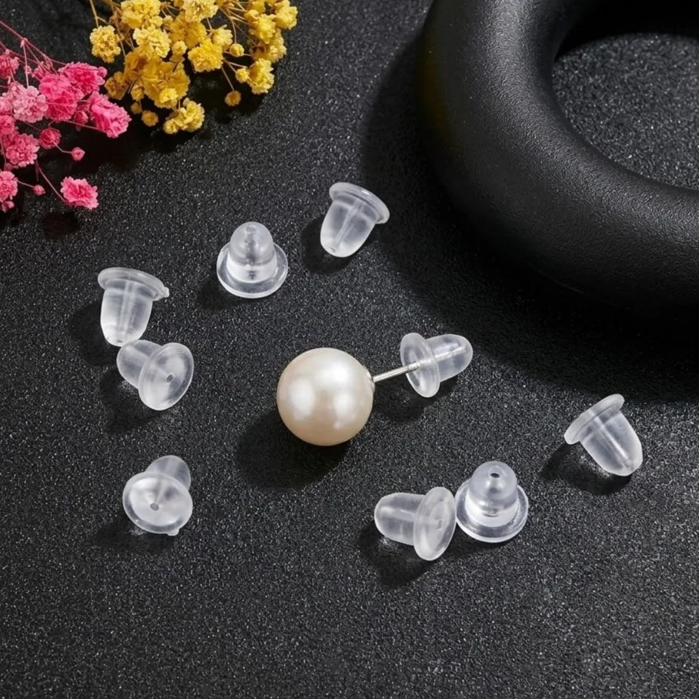 500/1000pcs Soft Clear Silicone Earring Backs Bullet Stopper Safety Rubber Jewelry Accessory Comfortable DIY Parts Ear Plugging