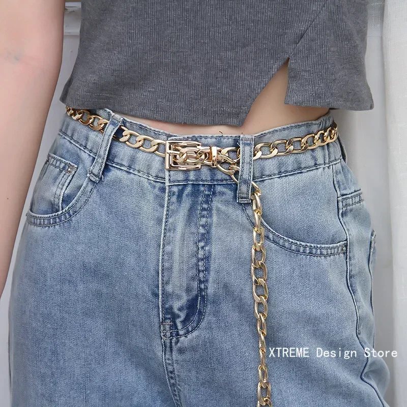 Punk Metal Frauen Gürtel Kette Gold Silber Taille Kette Kleid Jeans Gürtel Mädchen Dame Bund Gürtel für Frauen Body Chain Drops hip