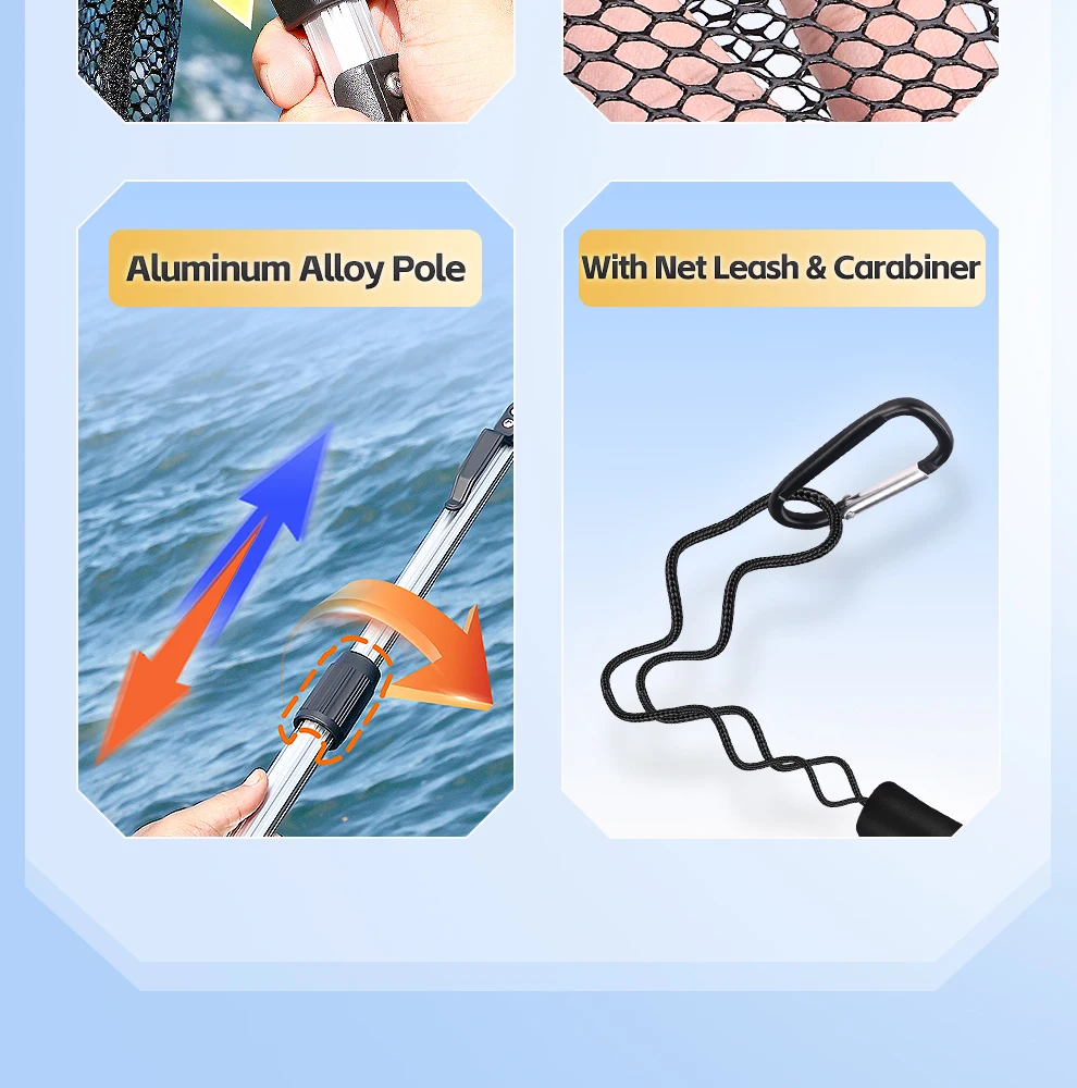 WEIHE 1 Stück Tragbares Faltbares Dreiecknetz 14 # Ausziehbarer Schwimmender Fischskimmer Langlebiges Angelzubehör für Einfachen Fang und Erhaltung – Detail 4