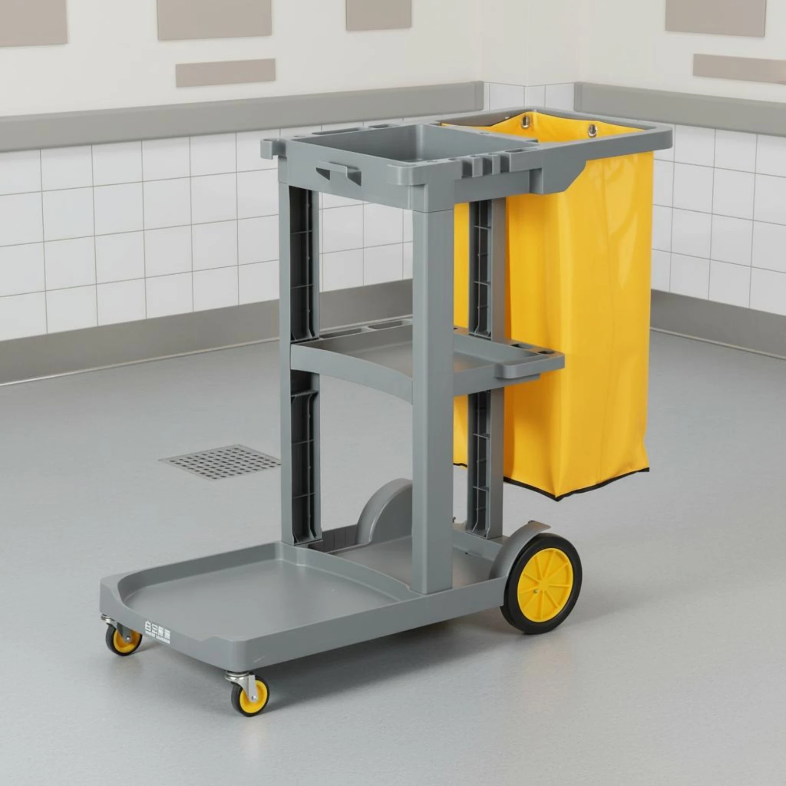Rolling Cleaning Trolley uncoveredFrame Cleaning Trolley Household Organizer Textile Storage Bag Lower Tray