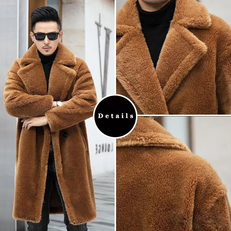 

Luxury Retro Long Teddy Bear Jackets Coats Mens 2025 Winter Thicken Warm Outerwear Large Size Men's Faux Fur Jackets Coats