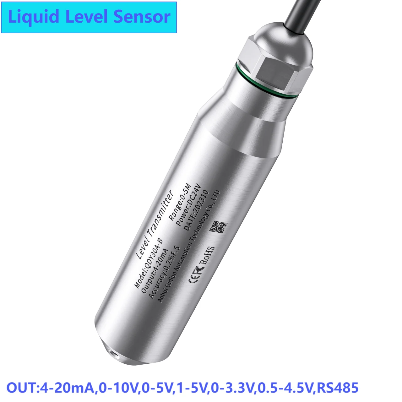 0-10V Output Integral Level Transmitter Liquid Oil Water Level Sensor Probe Detect Controller Float Switch 0-20m RS485 for Pump