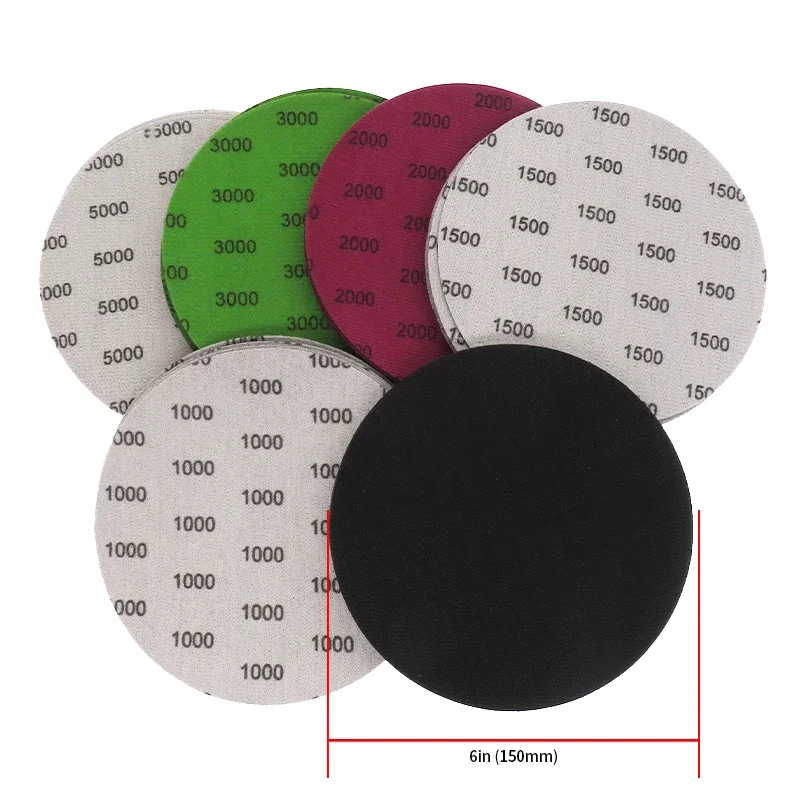 

40Pcs 6inch Wet Dry Sanding Disc Assorted Grit Hook Loop Sandpaper 150mm with Interface Pad for Sander Grinder Polishing Buffing