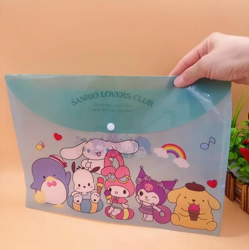 Soporte de archivo Sanrio A4 Hello Kitty Kawaii, bolsa de almacenamiento para estudiantes, Kit de información de dibujos animados Kuromi, bolsa de papel de prueba de moda