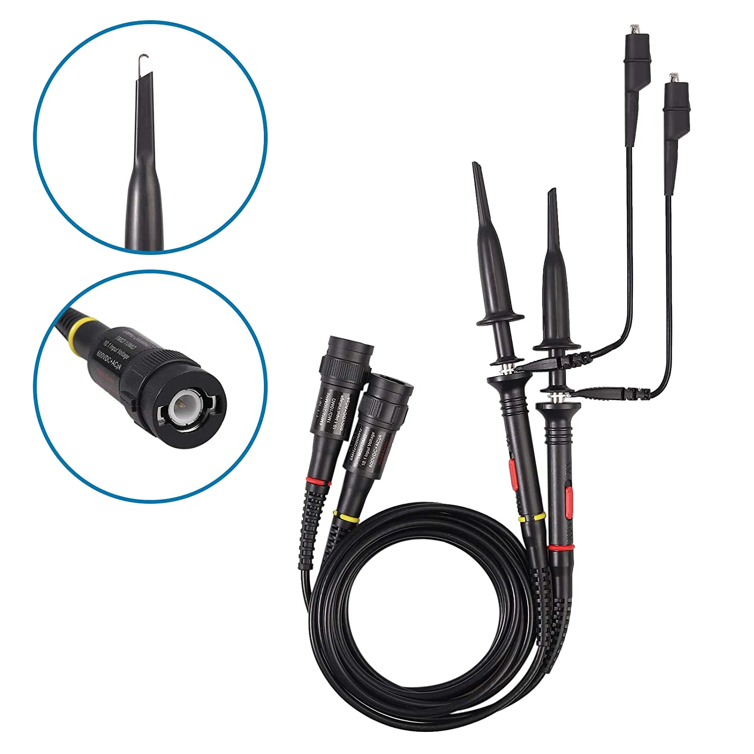 ABYC P2200 Oscilloscope Probe พร้อมชุดอุปกรณ์เสริม 200MHz Oscilloscope คลิป Probes 1X 10X พร้อม BNC Mini Grabber ทดสอบ