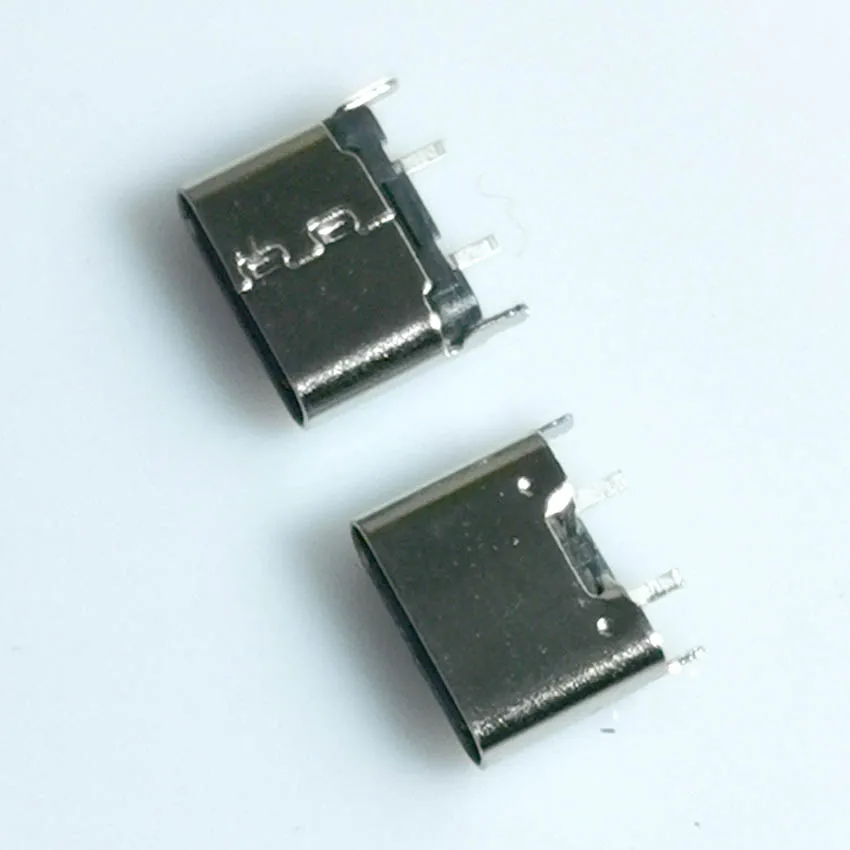 5PCS USB Type-C Female Base 2Pin/ 6Pin Short Body 6.5 Vertical 180 Degree Plug-in Board Simple Charging Model