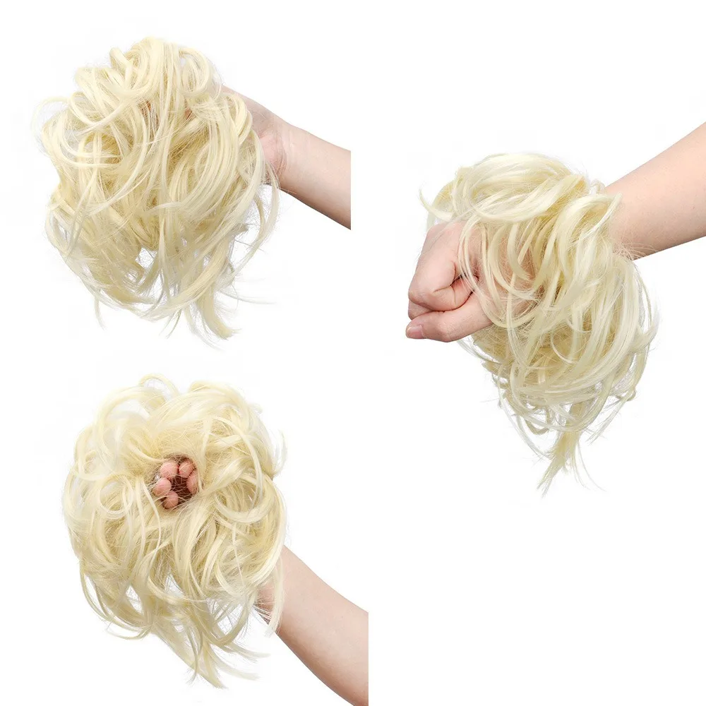 H & STAR الاصطناعية فوضوي كعكة Scrunchy كعكة الشعر شعر مستعار النساء Chignon مطاطا رباط شعر قطع الشعر للنساء دونات