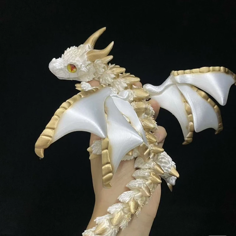 3D Printed Winged Carriage Dragon Figurine With Random Eyes, Art Deco Resin Dragon Sculpture, Tabletop Animal Theme Decor 30CM - view 3