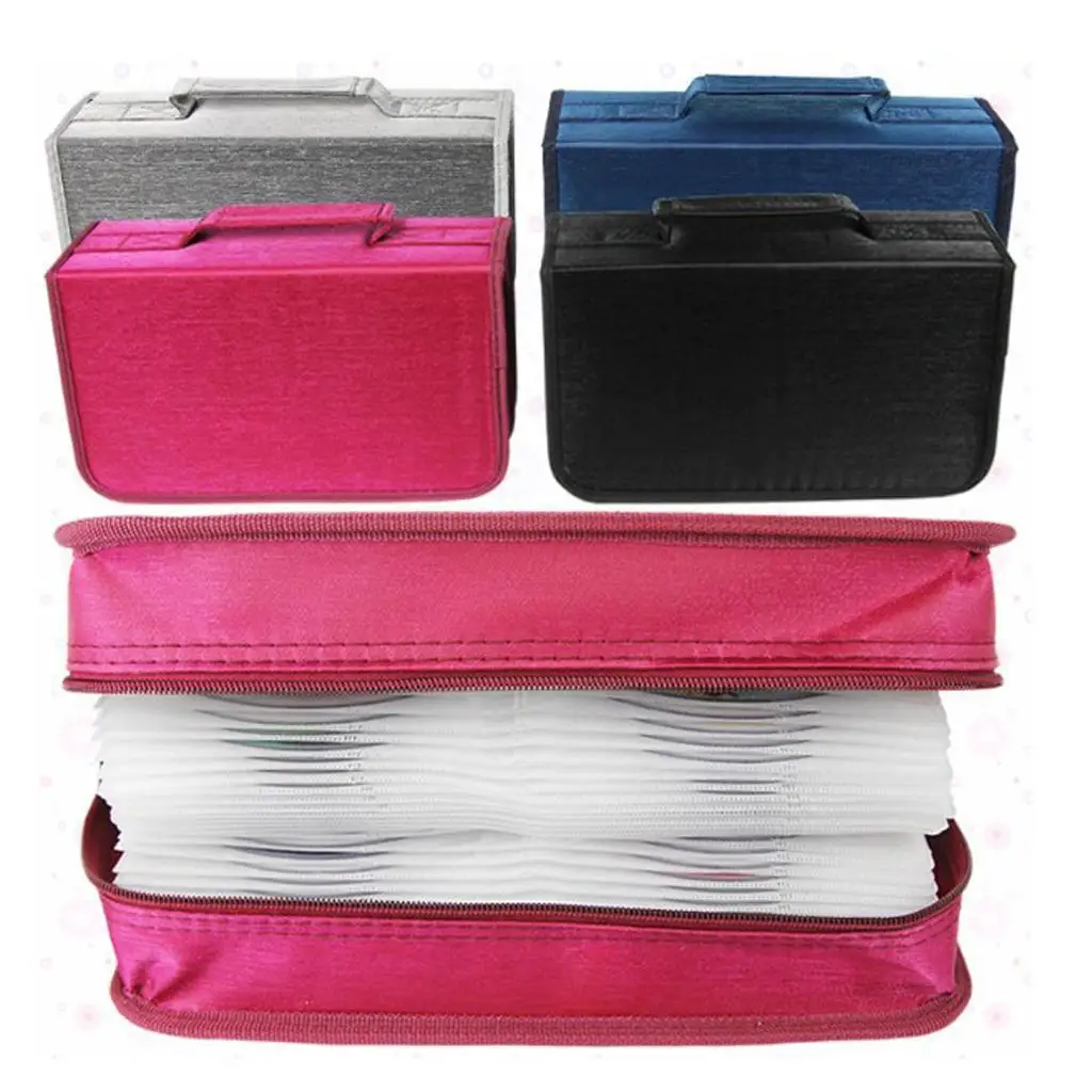 128 Capacity CD DVD Storage Bag Zipper Closure Carry Handle Disc Wallet Organizer for Movies Music Game Accessories