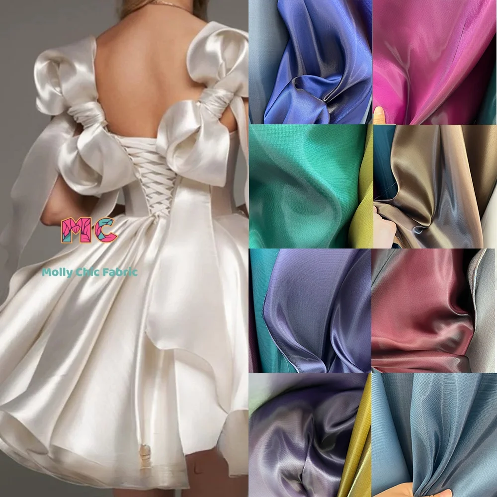 

TR Bright Silk Crystal Satin Fabric Micro Stiff Non Elastic Sewing Stage Clothing Women's Dresses Evening Dresses DIY Fabric