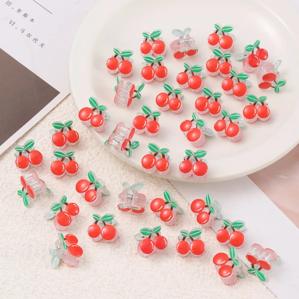 10 Stück/Set Supersüße Damen-Haaraccessoires, Frucht-Erdbeer-Kirsch-Mini-Haarklammern, Sommer-Stil Kleine Haarspangen, Neue Mädchen-Kopfschmuck – Detail 2