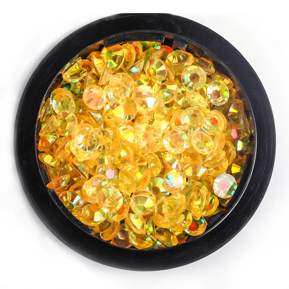 2/3/4/5/6mm Resin Rhinestones Transparent Gem Collection Embellishments For Tumblers Cheap Acrylic Citrine Crystal For Clothing