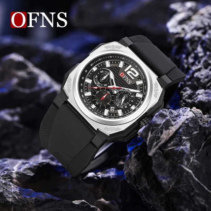 OFNS 8031 Men\'s Quartz Watch Casual Fashion Calendar Chronograph Waterproof Multifunctional Outdoor Sports Wristwatch