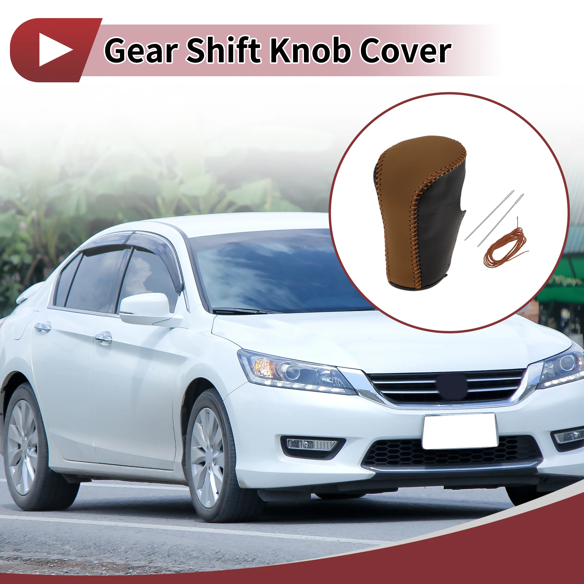UXCELL Anti-Slip Gear Shift Knob Cover Car Stick Shifting Handle Protector for Honda Accord 8 2008-2012 Black Brown