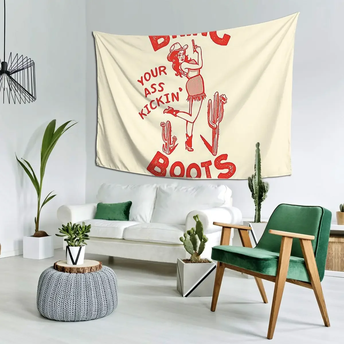 Bring Your Ass Kicking Boots! Tapestry Funny Wall Hanging Aesthetic Home Decoration Tapestries for Living Room Bedroom Dorm Room