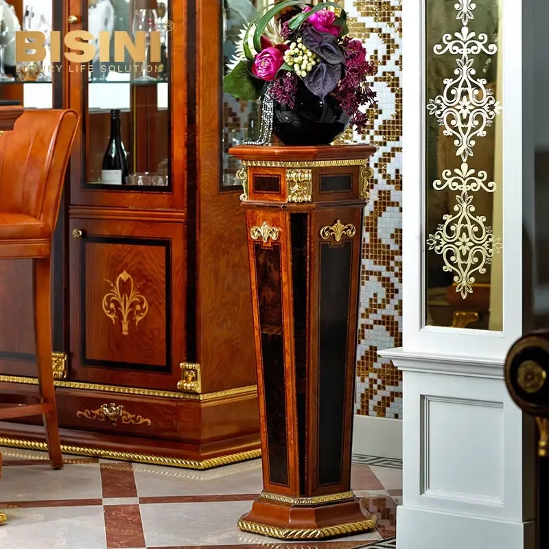 Solid Wood Frame High Flower Stand Exquisite Wooden High Flower Stand Classical Style Apartments Living Room Indoor Flowerpot