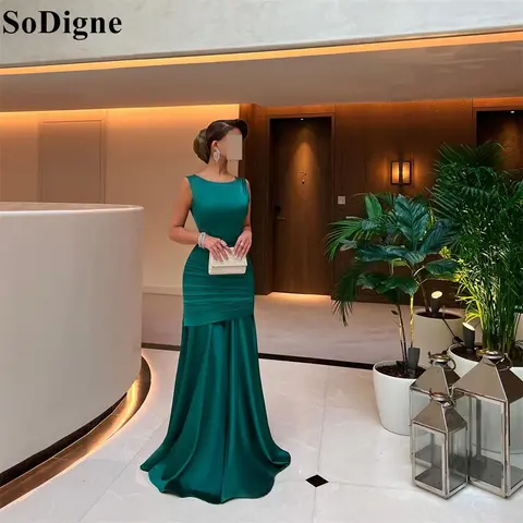 10 best sales smaragdgrön satinklänning - №4