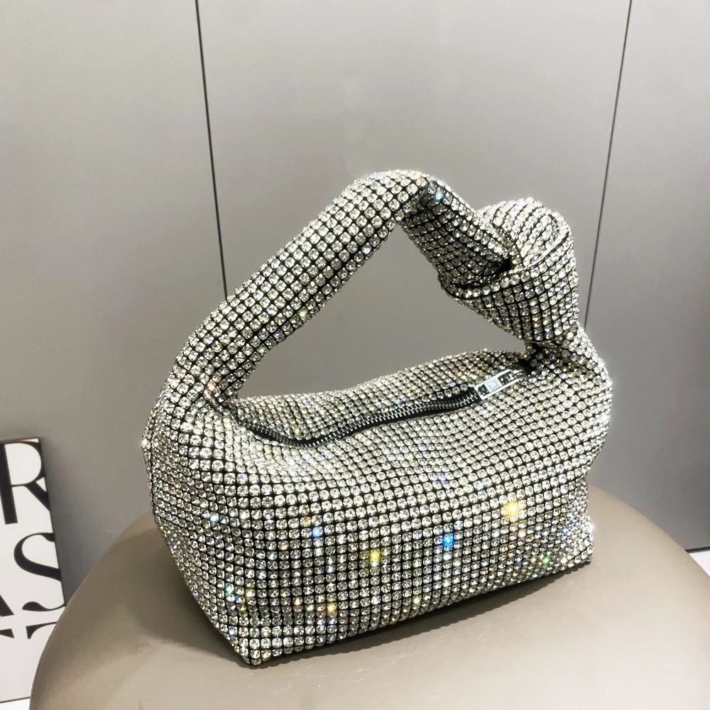 

Rhinestones Evening bag silver Crystal Bags for Women Purses and Handbags Luxury Designer banquet bag