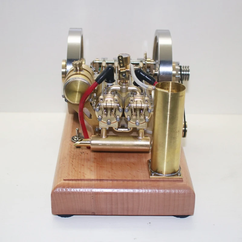 Horizontal Twin Cylinder Engine Model H76 Stainless Steel Brass Engine Mechanical Collection