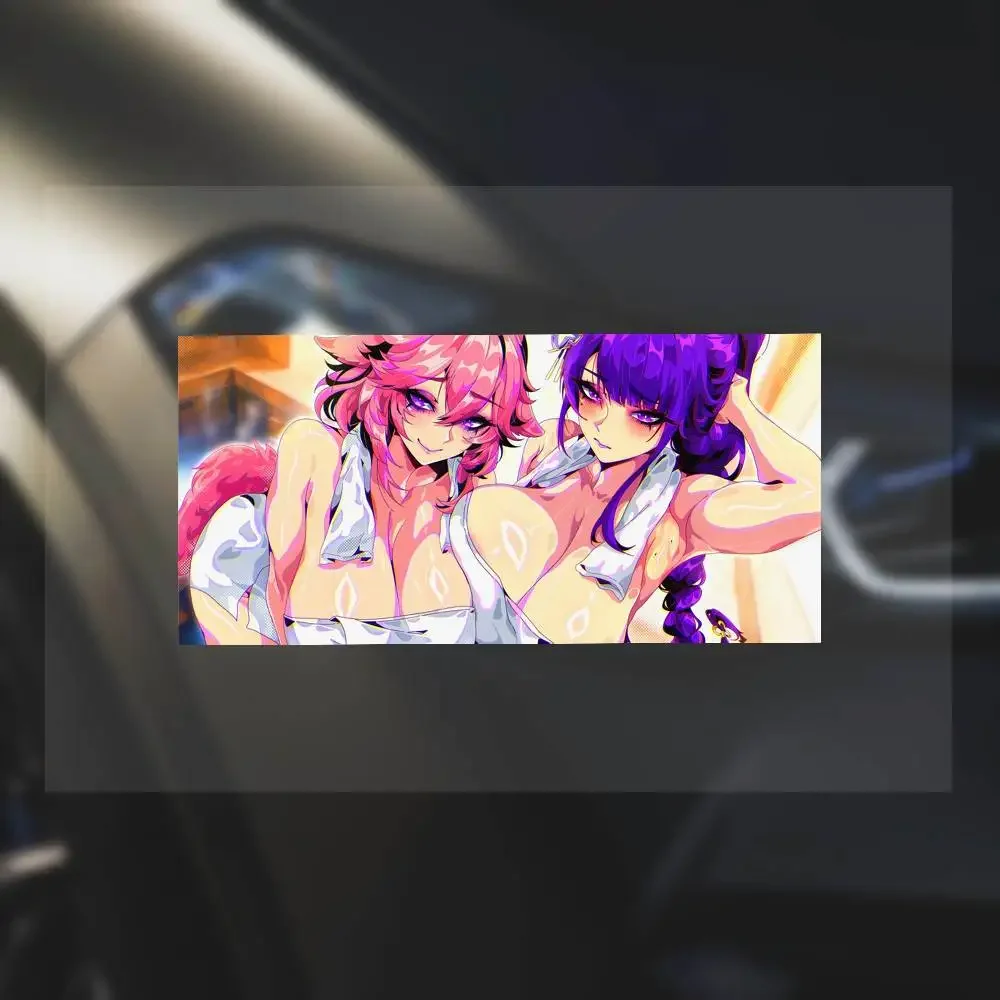 

Anime Girl Hentai Raiden Shogun Yae Miko Genshin Impact Motorcycle Reflective Stickers Skateboard Laptop Water Bottle