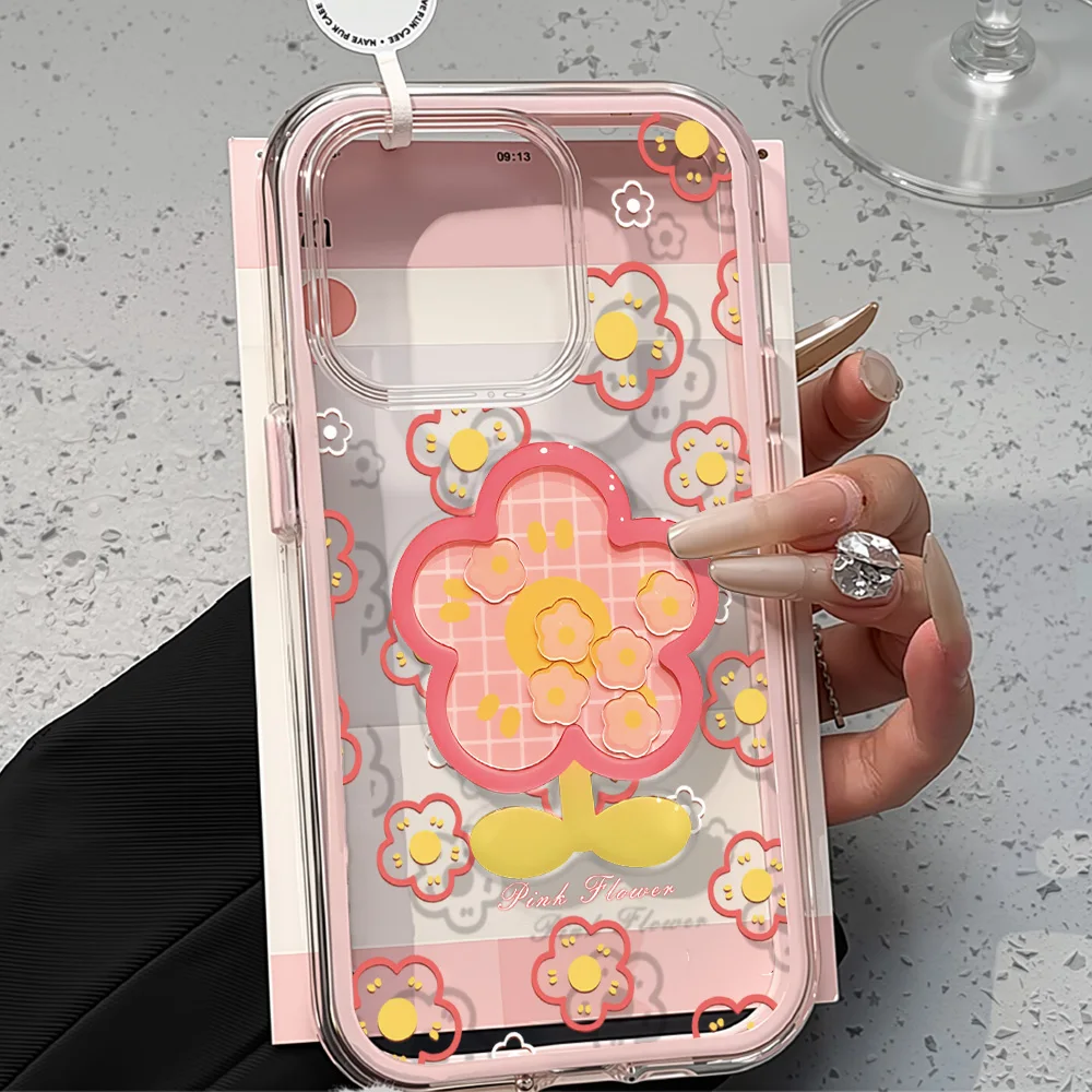 Weiche TPU Blumen-Bemalte Bonbonfarben Handyhülle für iPhone 16 17 Pro Max 13 11 15 14 12 Air 17promax 2-in-1 Transparente Abdeckung