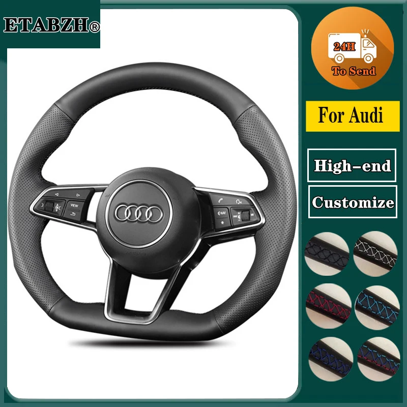 Braid Car Steering Wheel Cover For Audi TT RS R8 (4S) TT (8S) TTS 2014-2019 Microfiber Leather Steering Wrap Car Accessories