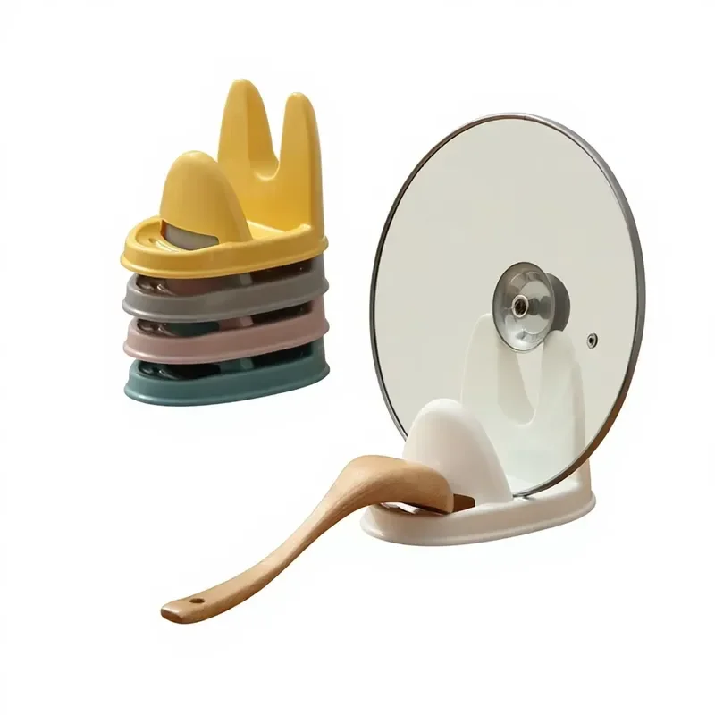 Multifunctional Plastic Kitchen Storage Rack Vertical Pot Lid and Spoon Holder with Water Collector Non-Folding Design