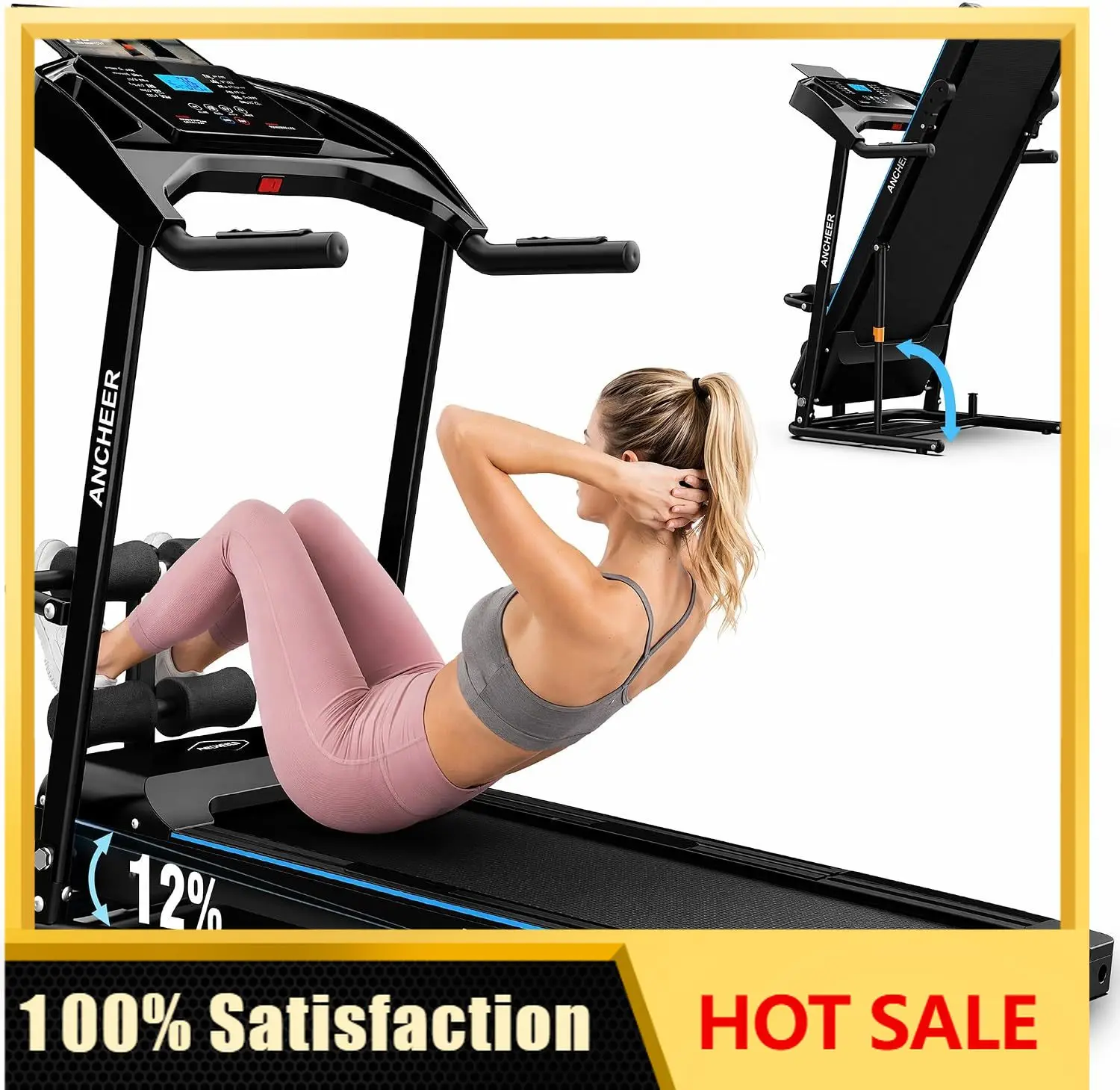 Smart Treadmill with Sit Up, Foldable Treadmills for Home with Incline | 2026 Upgraded 3.5HP Portable Treadmill 350lbs Capacity,