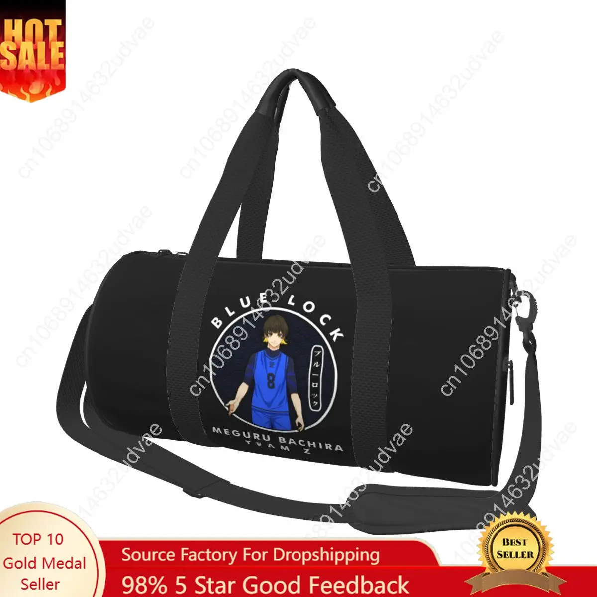MEGURU BACHIRAS Sports Bags Blue Locks Anime Training Gym Bag Large Capacity Retro Handbags Couple Design Portable Fitness Bag