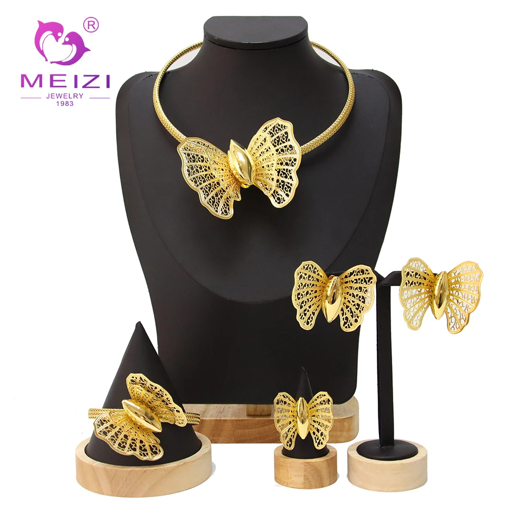 

MEIZI Jewelry High Quality Dubai African Bridal Gold Jewelry Set For Couple Luxury Woman Necklace Wedding Party Simple Style