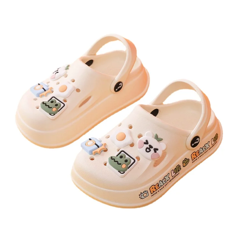 Kids Sandals Boys Girls Summer Cartoon Non Slip Garden Shoes Outdoor Beach Sport Clogs Shoes Children Cave Hole Baby Slippers